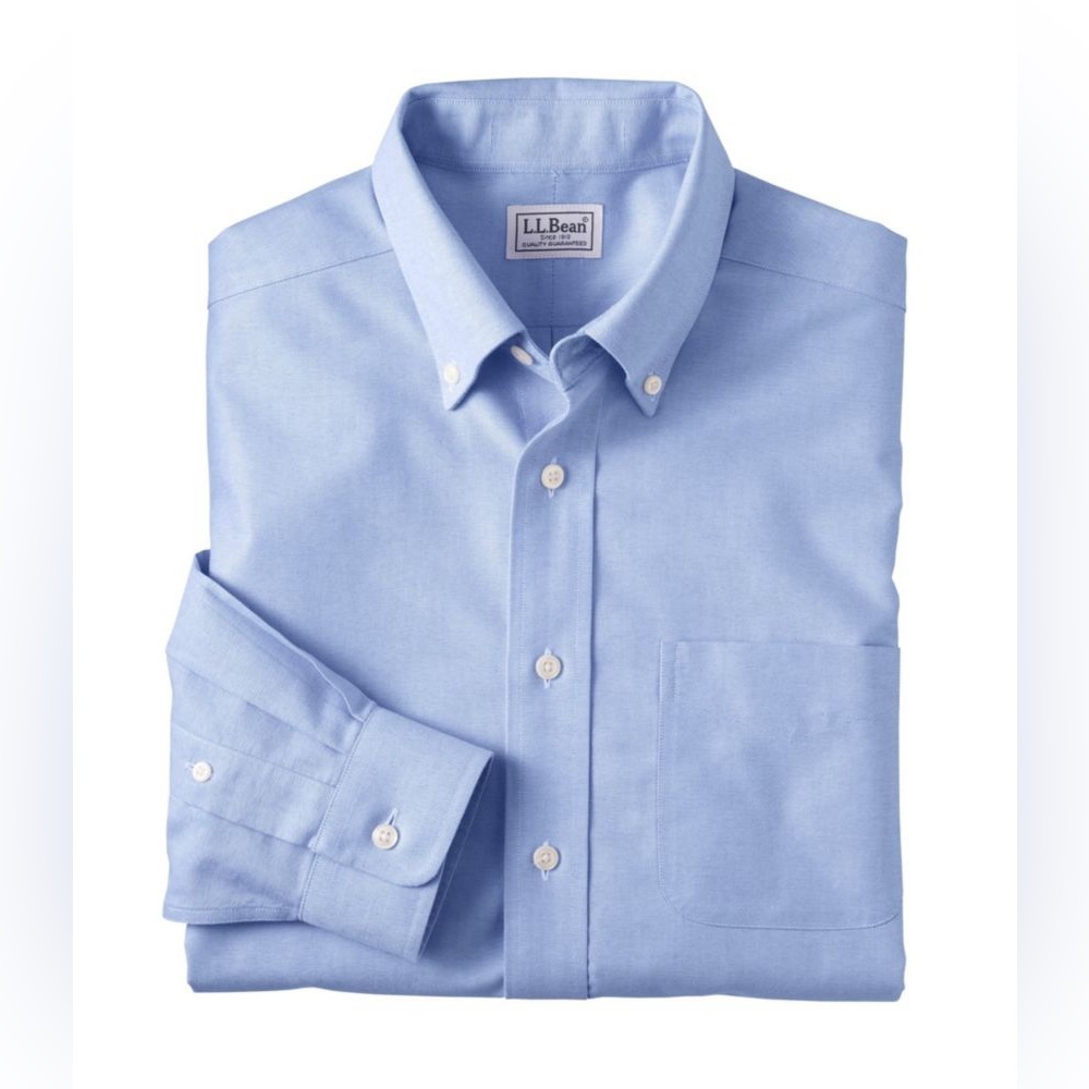 LL Bean Wrinkle Free Classic Oxford Shirt Traditional Fit French Blue